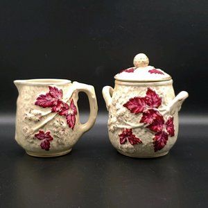 Avalon Faience Majolica Creamer/Sugar Haynes c1880